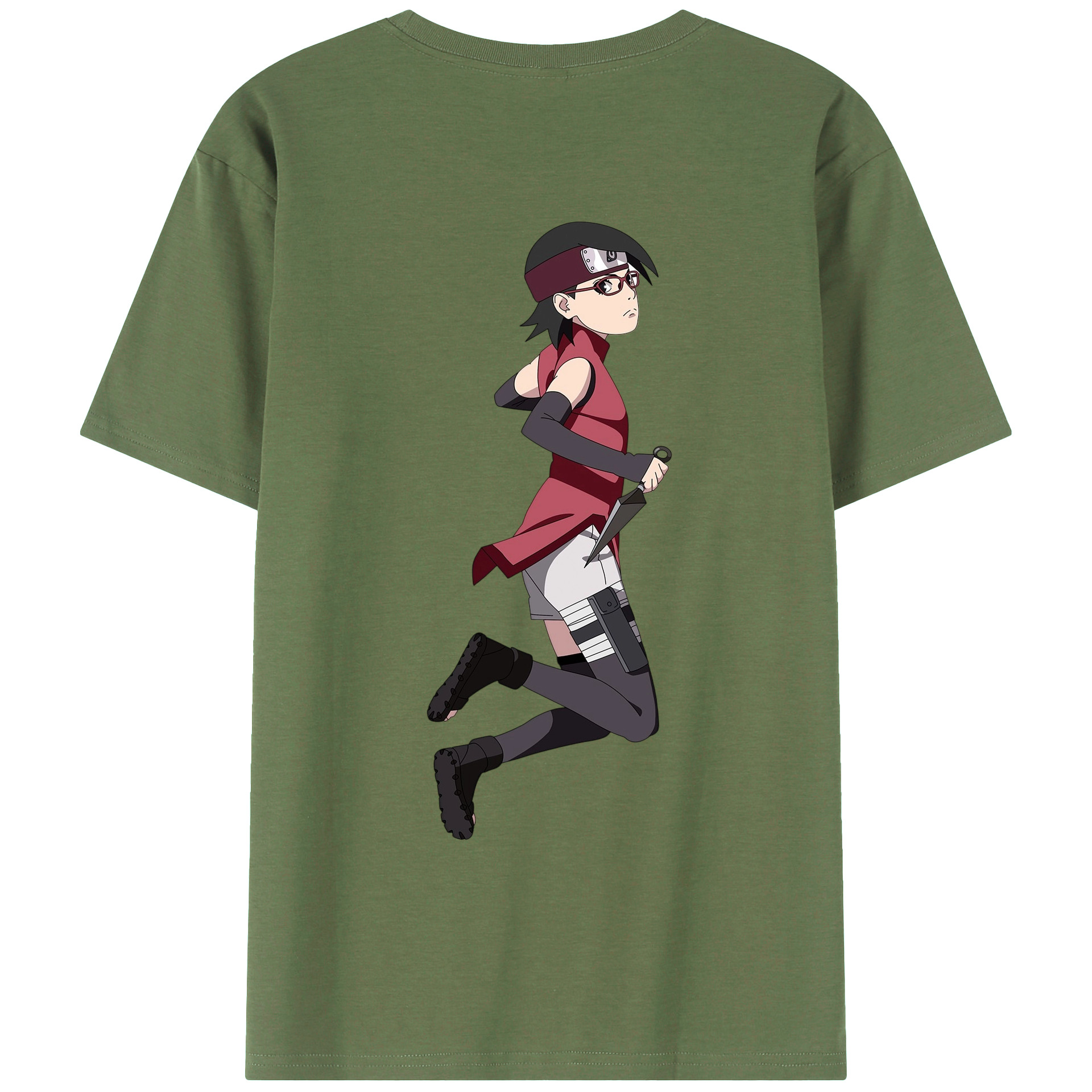 （画像用） NARUTO -ナルト- うちは サラダ Uchiha Sarada 綿100％ メンズ半袖Tシャツ（バックプリント） 通気性